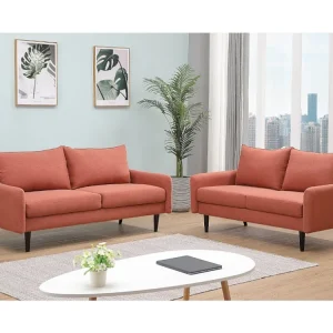 Divano 2 posti Tessuto Terracotta stile intramontabile HALIA