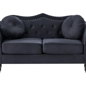 Divano 2 posti velluto nero SKIEN Set Completo con Portamaschi