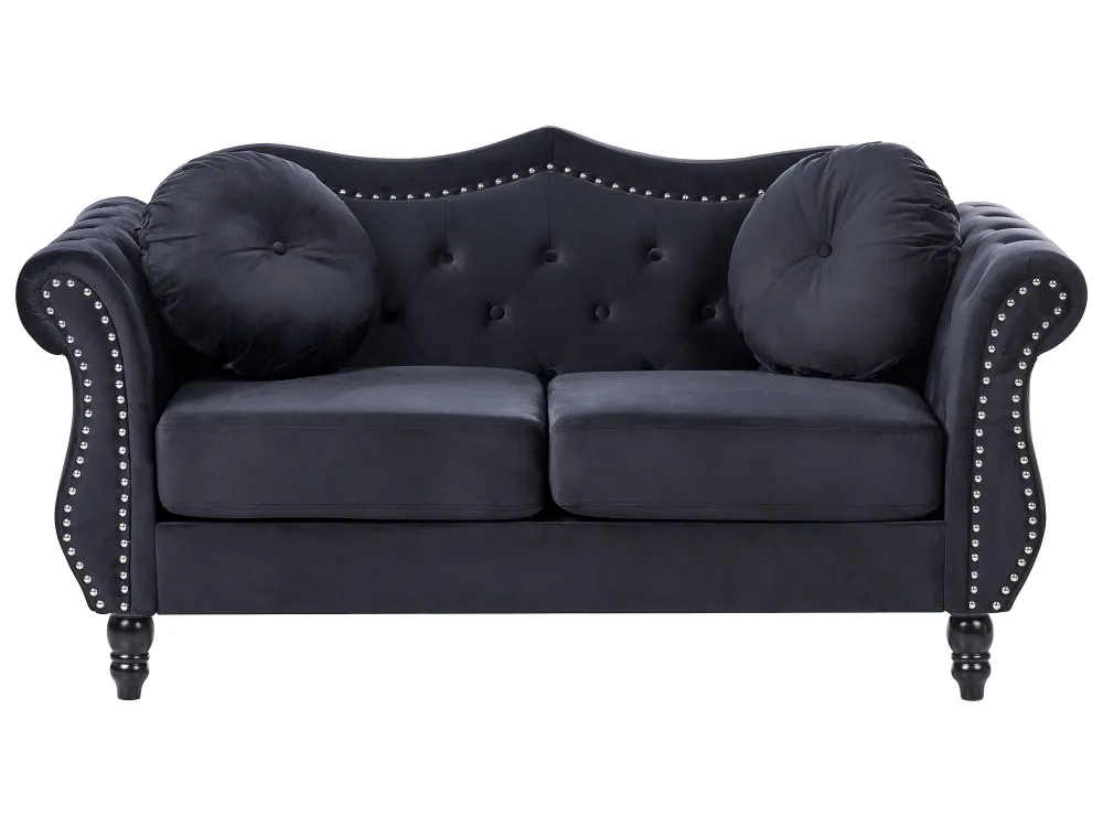 Divano 2 posti velluto nero SKIEN Set Completo con Portamaschi