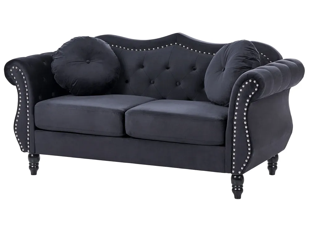 Divano 2 posti velluto nero SKIEN Set Completo con Portamaschi