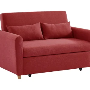 Maschio per Acciaio Inox Divano letto 2 posti cassetto tessuto rosso - colore: rosso - AYLA