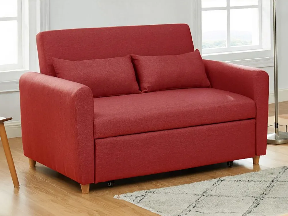 Maschio per Acciaio Inox Divano letto 2 posti cassetto tessuto rosso - colore: rosso - AYLA