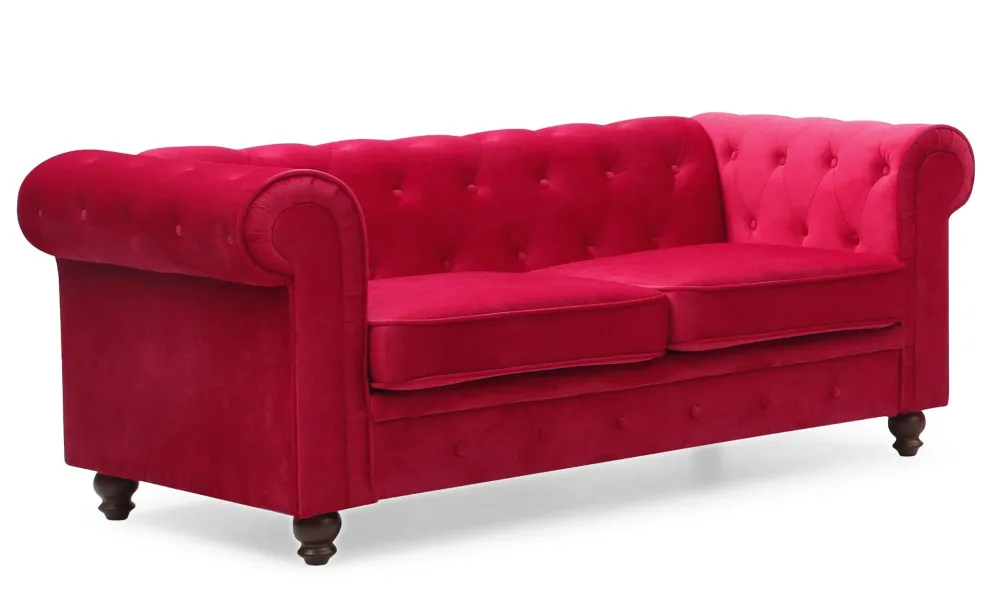 Maschio Punta Piatta Divano Chesterfield velluto rosso 2 posti