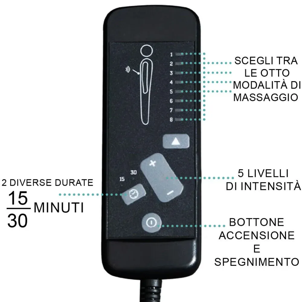 Poltrona Reclinabile Massaggiante 150° con Poggiapiedi Telecomando 8 Intensita'