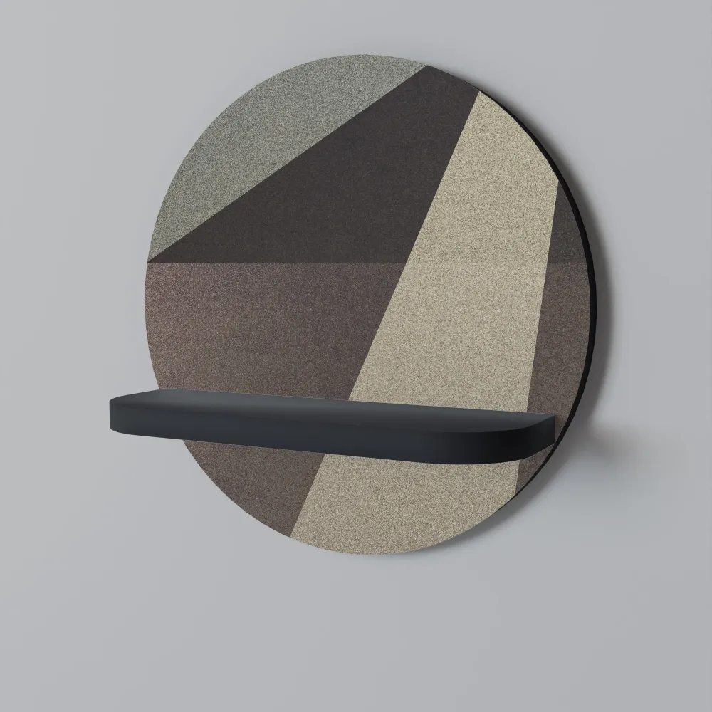 BEIGE GEOMETRY Mensola Rotonda Decorativa con Finitura Nera
