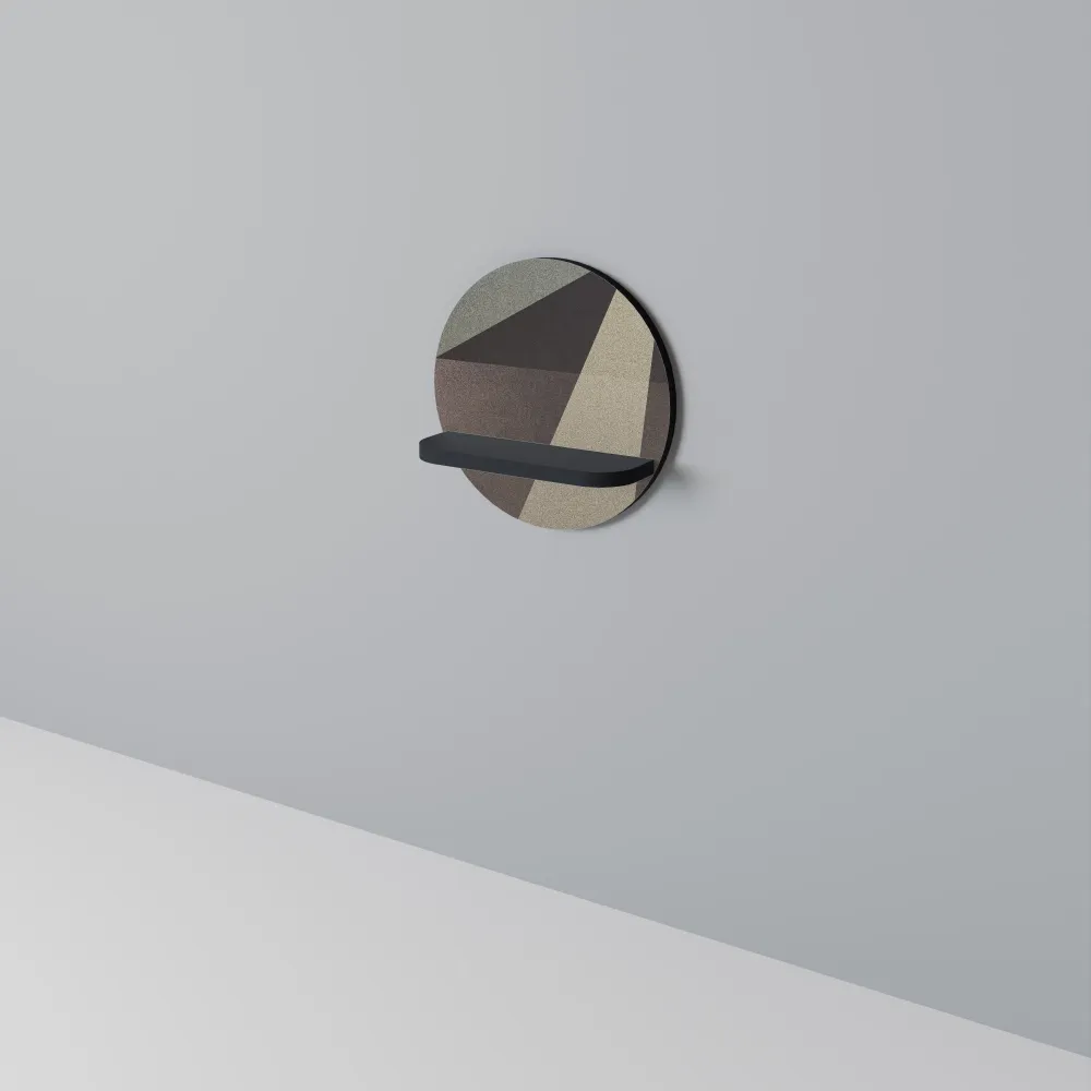 BEIGE GEOMETRY Mensola Rotonda Decorativa con Finitura Nera