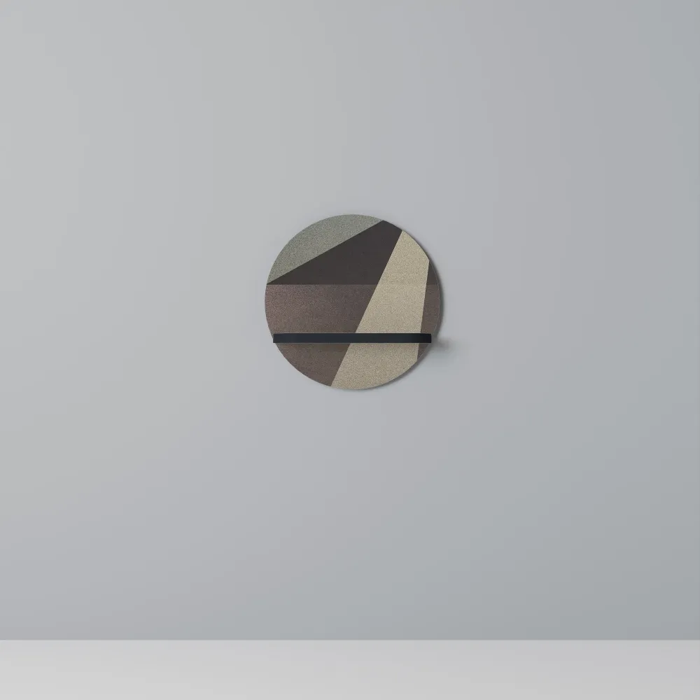 BEIGE GEOMETRY Mensola Rotonda Decorativa con Finitura Nera