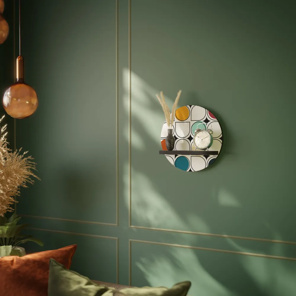 HUE HARMONY Mensola Rotonda Decorativa con Finitura Nera