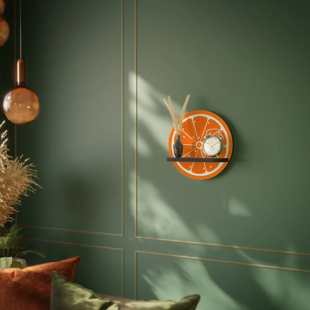 JUICY ORANGE Mensola Rotonda Decorativa con Finitura Nera