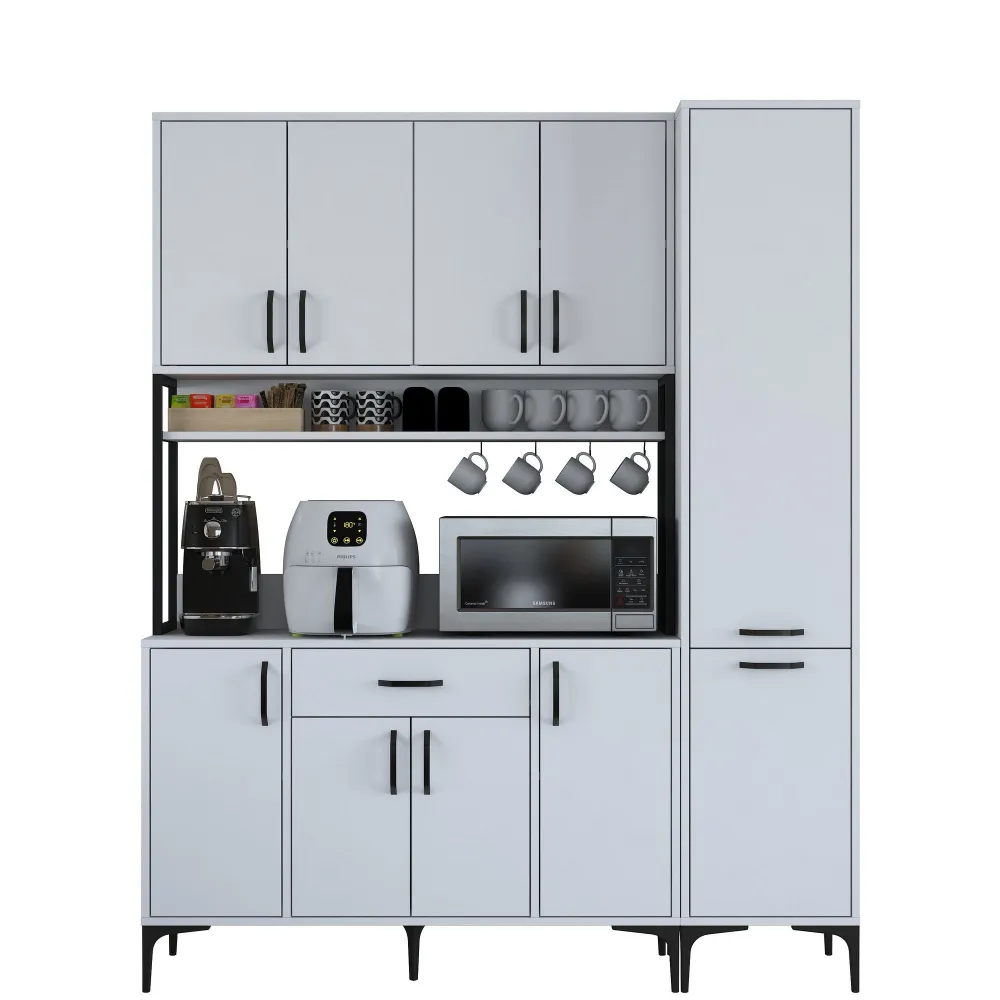 Ariane L160cm Cassettiera da cucina bianca 10 ante con ripiano e cassetto