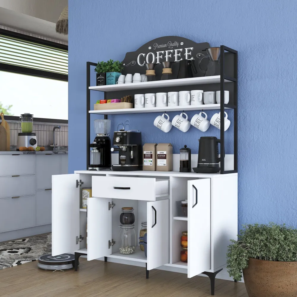 Comò da cucina Ariane 4 ante e 1 cassetto L120cm Bianco