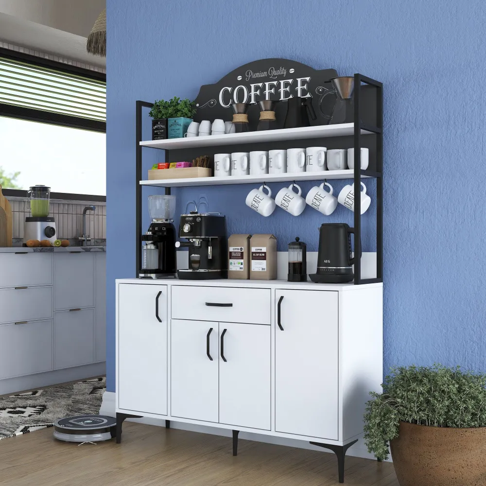 Comò da cucina Ariane 4 ante e 1 cassetto L120cm Bianco