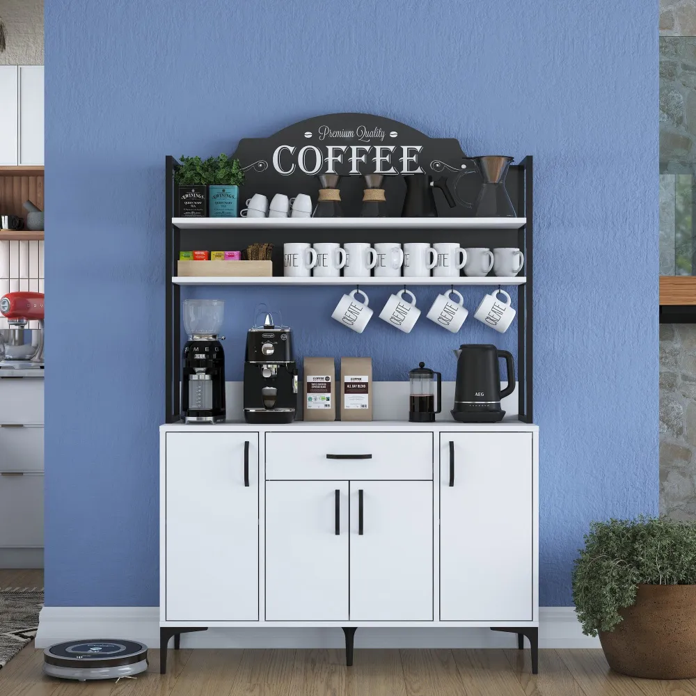 Comò da cucina Ariane 4 ante e 1 cassetto L120cm Bianco