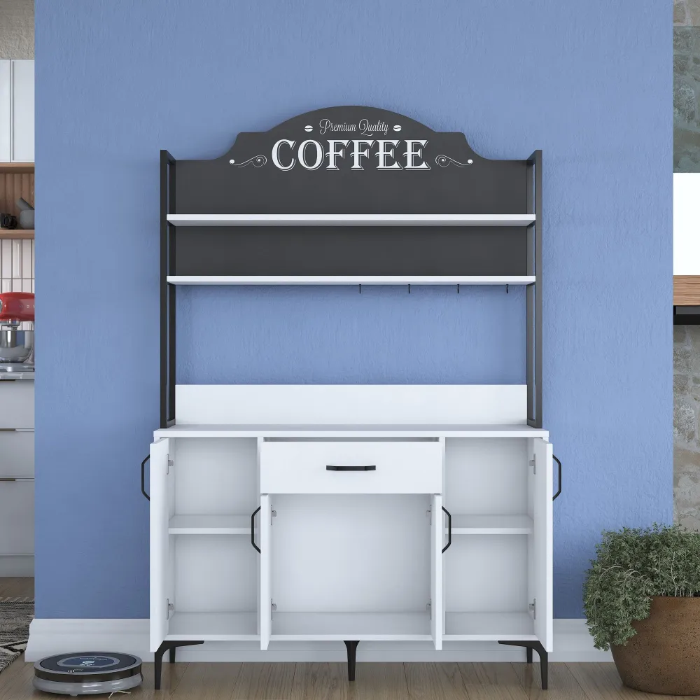 Comò da cucina Ariane 4 ante e 1 cassetto L120cm Bianco