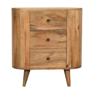 Artisan Furniture Armadietto mini legno massello simile quercia con 3 cassetti, storage per camera da letto o soggiorno