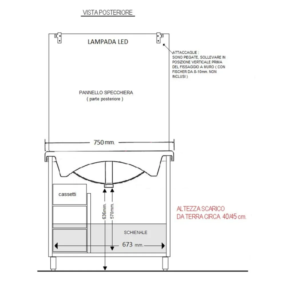 Mobile bagno modello Arianna con base 2 ante + Lavabo 75 + Specchiera finitura Olmo Bianco