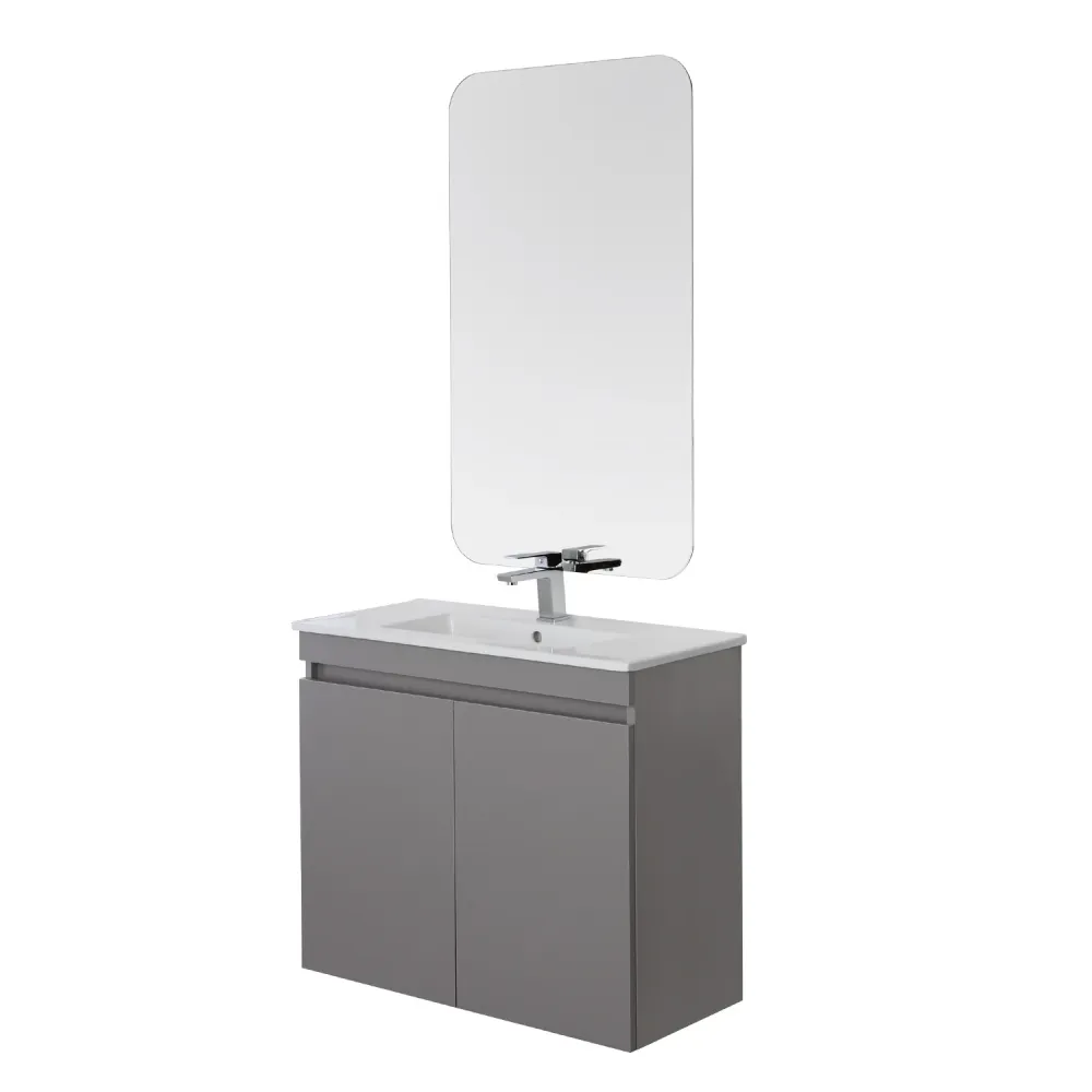 Composizione bagno sospesa Cubi&Co Shade due ante con lavabo e specchio cm 80 - Grigio Medio