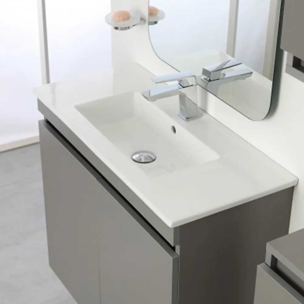 Composizione bagno sospesa Cubi&Co Shade due ante con lavabo e specchio cm 80 - Grigio Medio