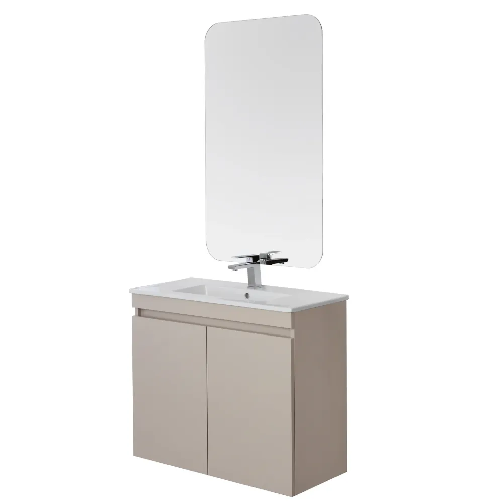 Composizione bagno sospesa Cubi&Co Shade due ante con lavabo e specchio cm 80 - Tortora