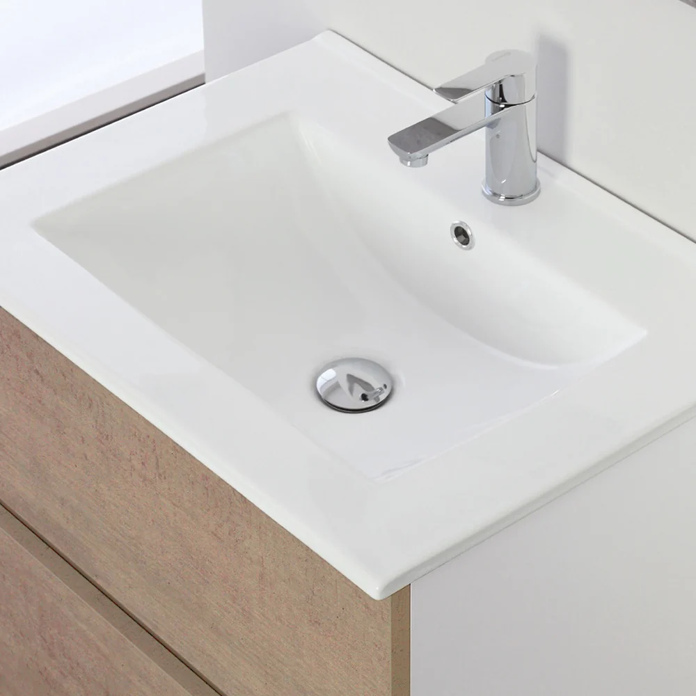 Composizione bagno sospesa Favola con lavabo e specchio cm 60 Bianco-Rovere