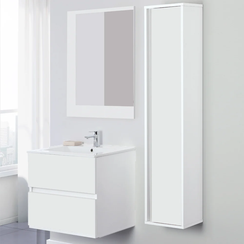 Composizione bagno sospesa Favola con lavabo e specchio cm 60 Bianco-Laccato