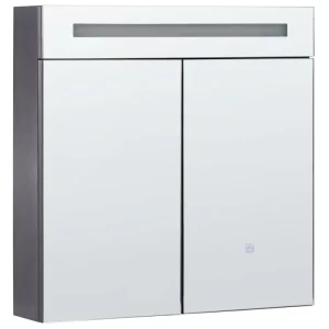 Armadietto da bagno con luci LED nero 40 x 60 cm MAZARREDO