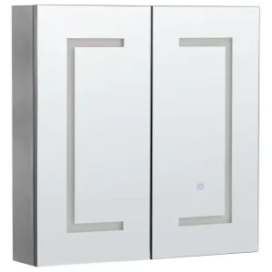 Armadietto da bagno con luci LED nero 60 x 60 cm MAZARREDO