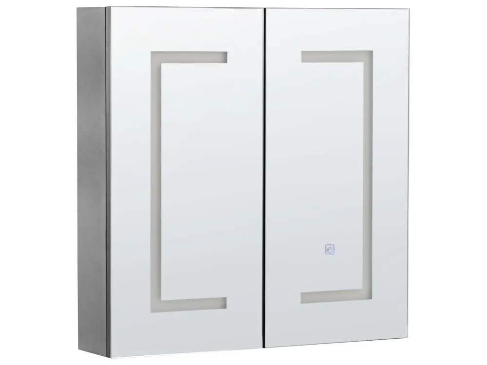 Armadietto da bagno con luci LED nero 60 x 60 cm MAZARREDO