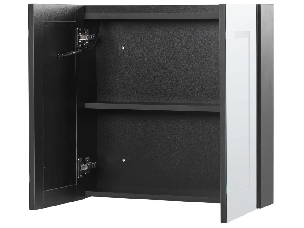 Armadietto da bagno con luci LED nero 60 x 60 cm MAZARREDO