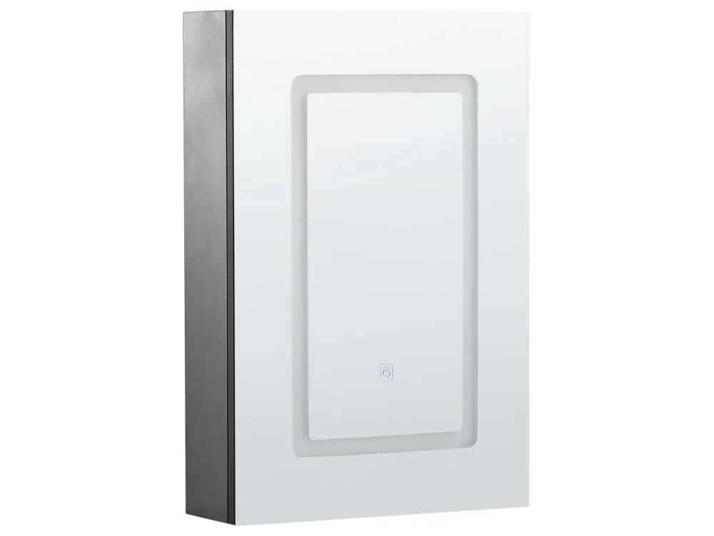 Armadietto da bagno con luci LED nero 40 x 60 cm CONDOR