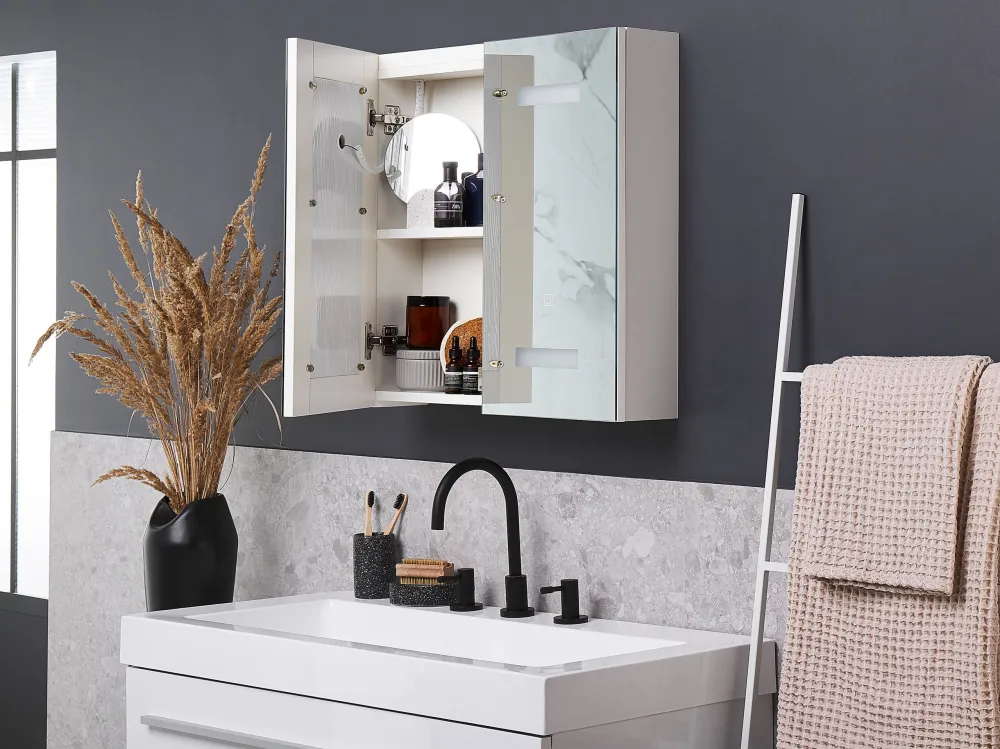 Armadietto da bagno con luci LED 60 x 60 cm TALAGAPA