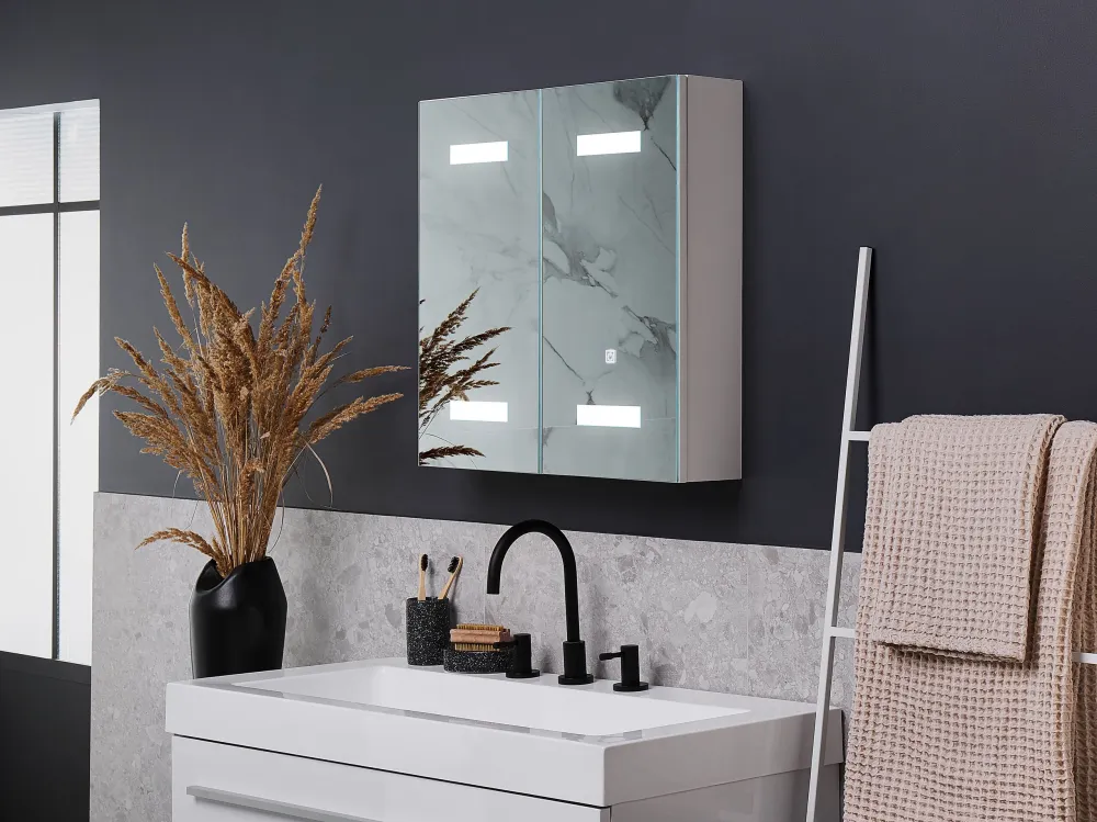 Armadietto da bagno con luci LED 60 x 60 cm TALAGAPA