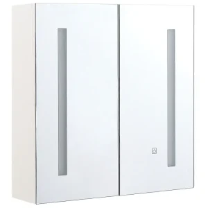 Armadietto da bagno con specchio e luci LED 60 x 60 cm CHABUNCO