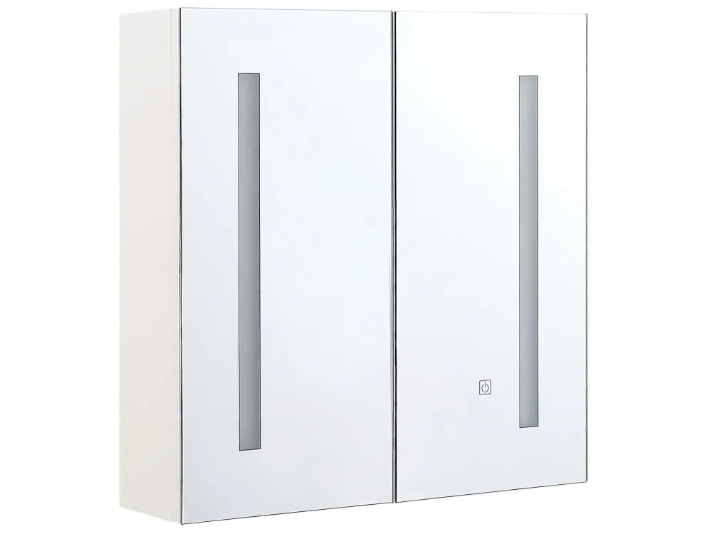 Armadietto da bagno con specchio e luci LED 60 x 60 cm CHABUNCO