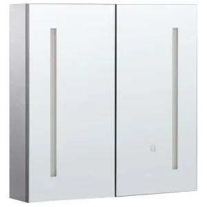 Armadietto da bagno con specchio luci LED nero 60 x 60 cm CHABUNCO