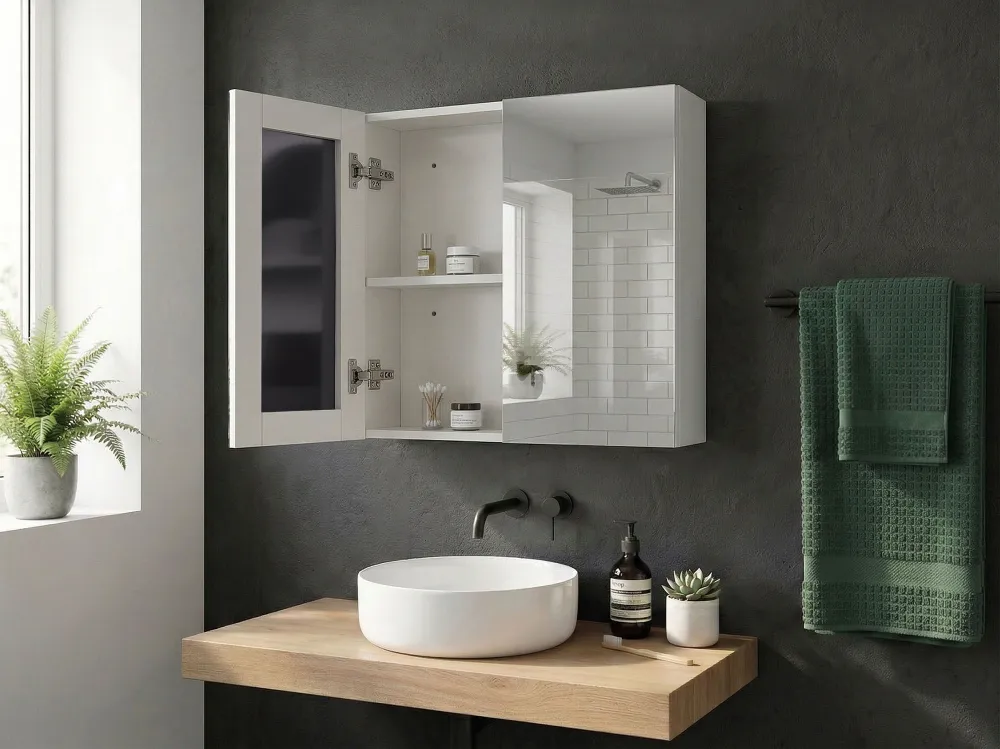 Armadietto da bagno con specchio 60 x 60 cm NAVARRA