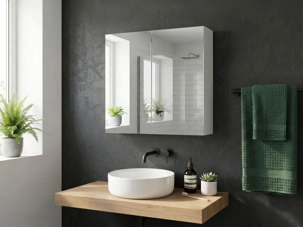 Armadietto da bagno con specchio 60 x 60 cm NAVARRA