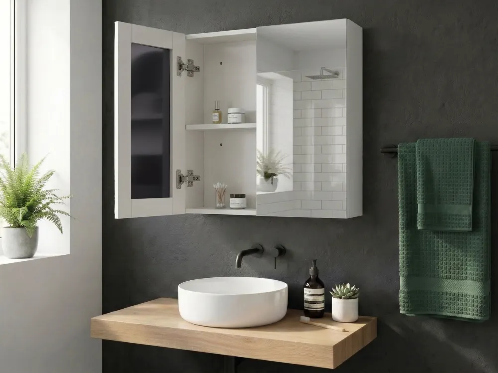 Armadietto da bagno con specchio 80 x 70 cm NAVARRA