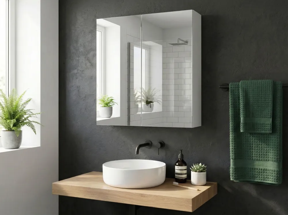 Armadietto da bagno con specchio 80 x 70 cm NAVARRA