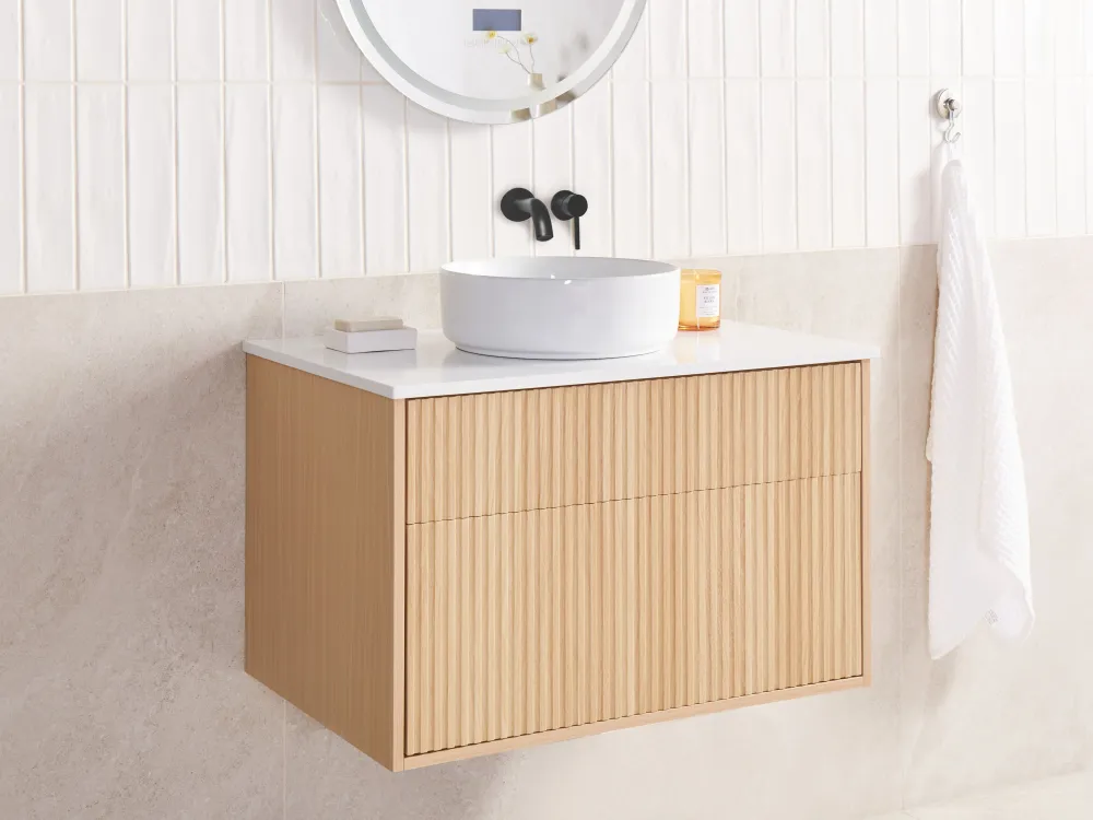 Armadietto da bagno legno chiaro 80 x 52 cm BEXTI