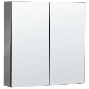 Armadietto da bagno nero con specchio 60 x 60 cm NAVARRA