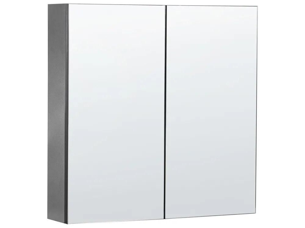 Armadietto da bagno nero con specchio 60 x 60 cm NAVARRA