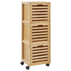Armadietto per bagno 3 cassetti legno chiaro SHAWNEE