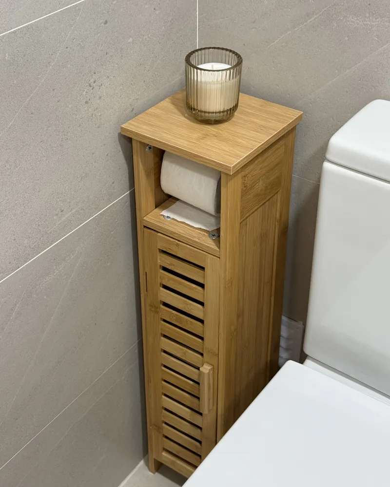 Armadietto porta carta igienica legno di bambù chiaro OLATHE