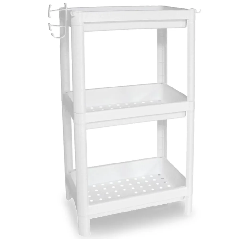 Mobile da Bagno Armadietto Portasciugamani 3 Ripiani Scaffali Colore Bianco