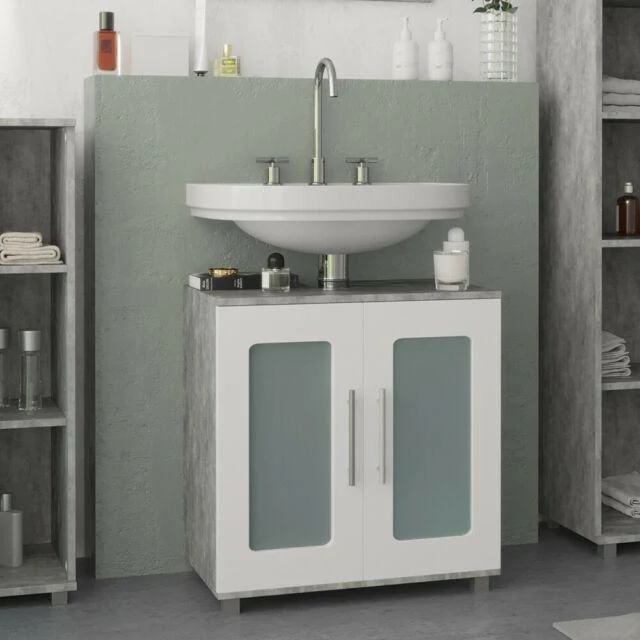 Vicco Mobile sottolavabo Rayk Armadietto per lavandino bagno Cemento