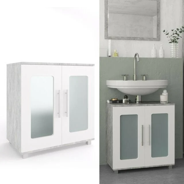 Vicco Mobile sottolavabo Rayk Armadietto per lavandino bagno Cemento