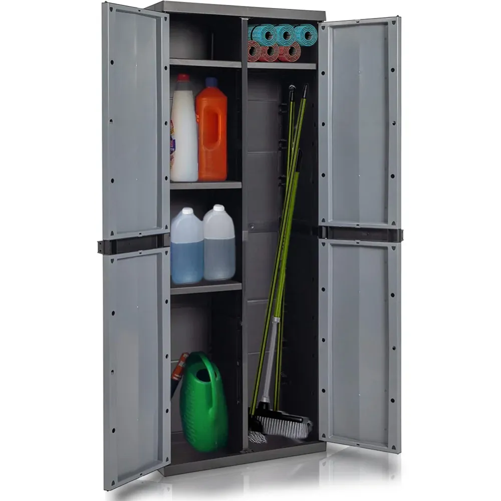 Armadio Portascope con 4 Ripiani Regolabili per Interno ed Esterno Portata 15 Kg