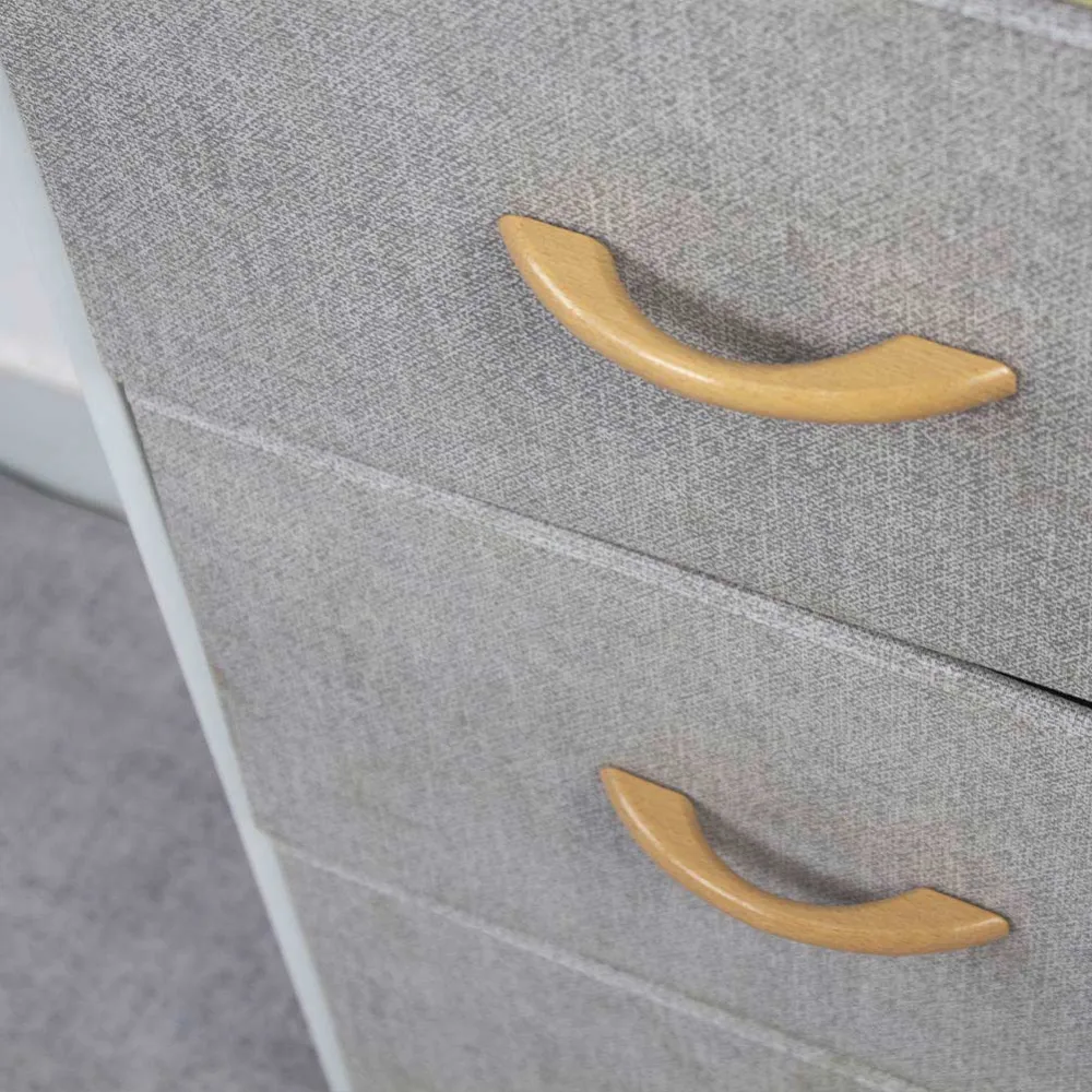 Cassettiera Armadietto con 3 Ripiani Tessuto Grigio Chiaro e Bianco 75x46x30cm