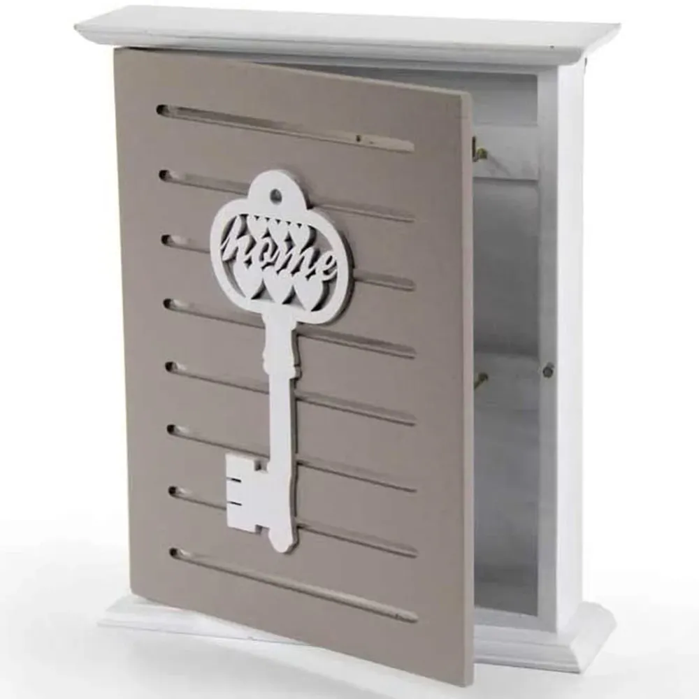 Armadietto Portachiavi da Parete Legno Decoro Chiave con Scritta 20x5.8x24 cm